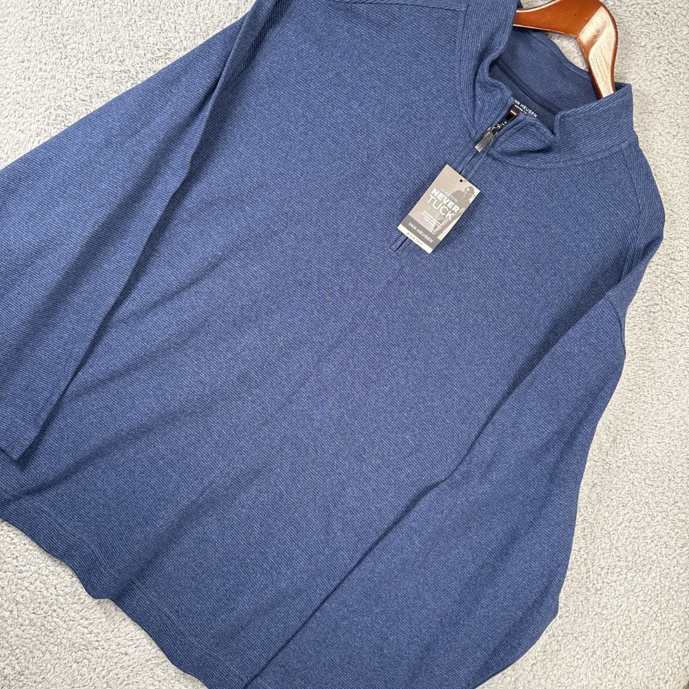 NEW Van Heusen Never‎ Tuck Otto Sweater 3XL Navy Blue Pull Over 1/4 Zip NWT